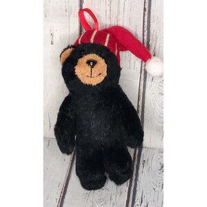 5" Bear Sentiments "Rocko" Black Teddy Bear Plush Ornament Xmas 2007 Santa Mini